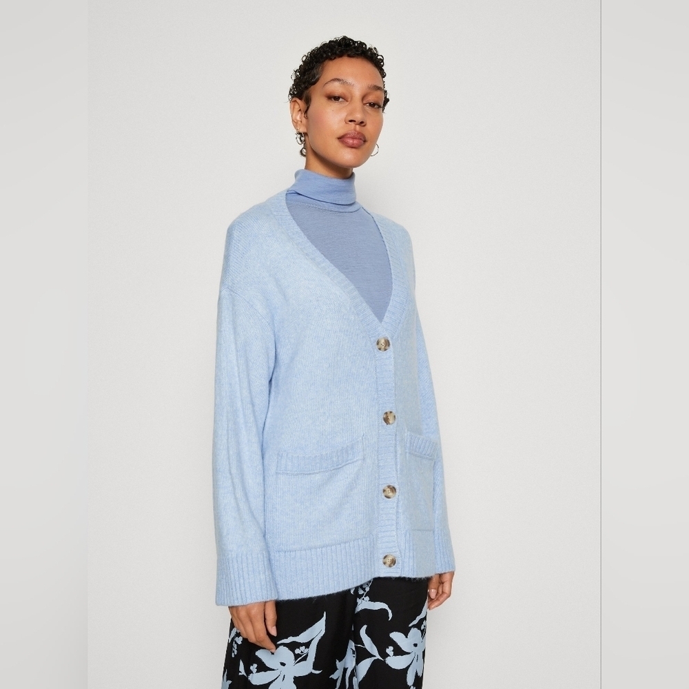Abercrombie & Fitch Blue Boyfriend Oversized Long Cardigan Small Button Up A&F
